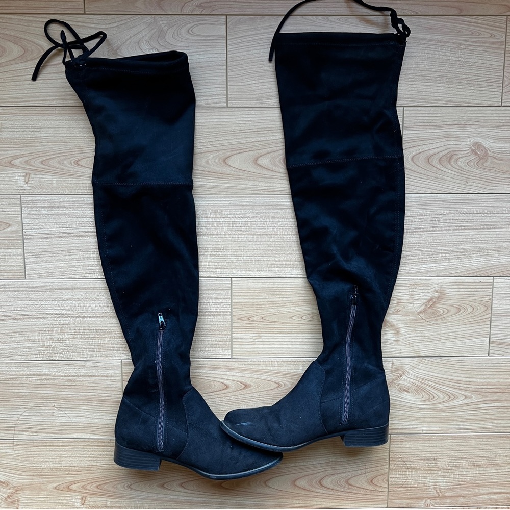 A New Day Black Suede Thigh High Sidney Boots